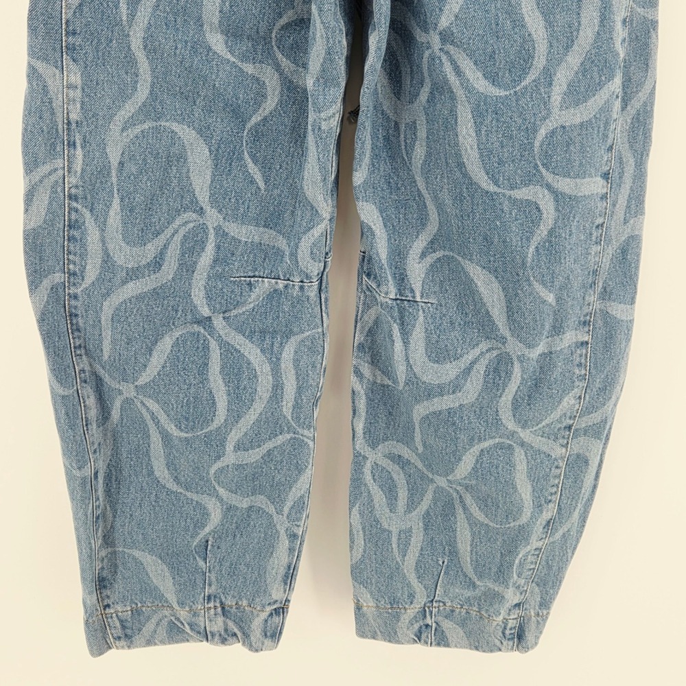 Damson Madder Felix Bow-print Barrel-leg Jeans Joggers Womens 6 NWOT Streetwear - Picture 8 of 15